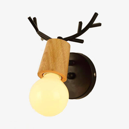 Applique murale en bois forme cerf, finition noir ou blanc — LZ4X9P