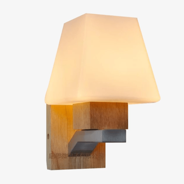 Applique murale en bois avec abat-jour pyramidal en verre — LZ4X9T
