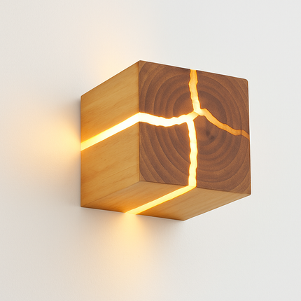 Applique murale LED artisanale en bois massif et résine — LZ4FJ9