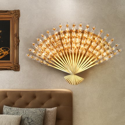 Applique murale design éventail en acier inoxydable et cristal pour intérieur — LZ4G7XQ