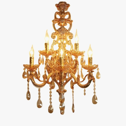 Applique murale dorée à cinq têtes en cristal pour intérieur élégant — LZ4X9P7