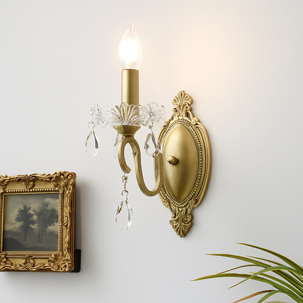 Applique murale élégante en cuivre avec cristal rétro — LZ4X9T1