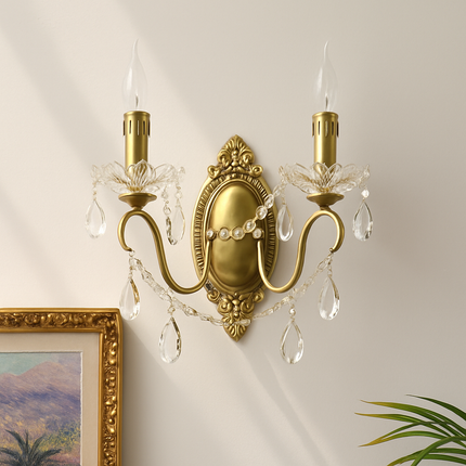 Applique murale élégante en cuivre avec cristal rétro — LZ4X9T1