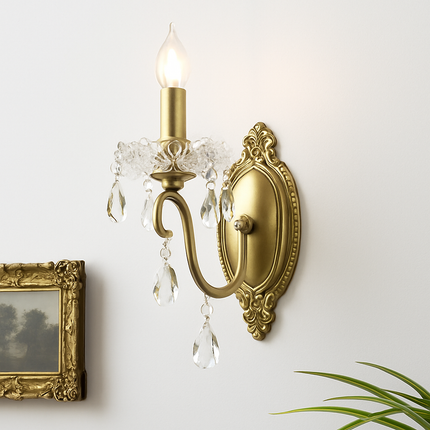 Applique murale élégante en cuivre avec cristal rétro — LZ4X9T1