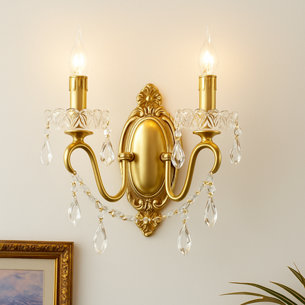 Applique murale élégante en cuivre avec cristal rétro — LZ4X9T1