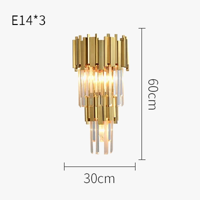 Applique murale élégante en cristal transparent et finition chromée dorée — LZ4X9P7