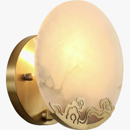 Applique murale en cuivre avec abat-jour en marbre et miroir luxueux — LZ4X9JQ