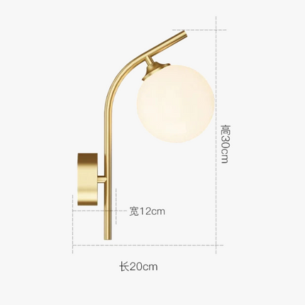 Applique murale en cuivre avec globe en verre au design élégant — LZ4X9T2