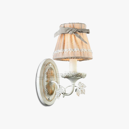 Applique murale en fer avec abat-jour tissu et nœud ruban décoratif — LZ4X9T