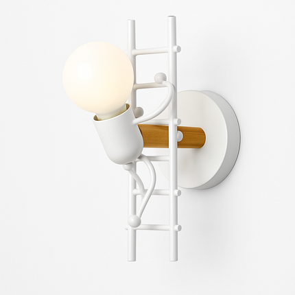 Applique murale en métal et bois avec figures sur escalier — LZ4X9P2
