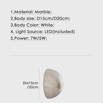 Applique murale ronde en marbre dolomite style nordique pour intérieur — LZ4G7T9