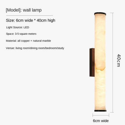 Applique murale en marbre naturel avec éclairage LED et finition cuivre — LZ4X9T2