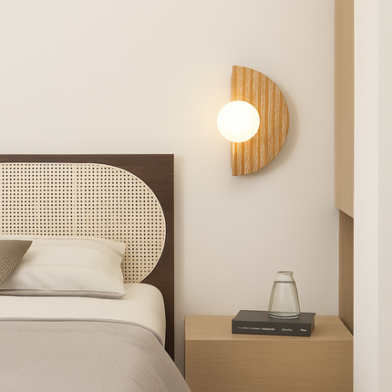 Applique murale demi-cercle en pierre naturelle avec ampoule intégrée — LZ4G7XQ