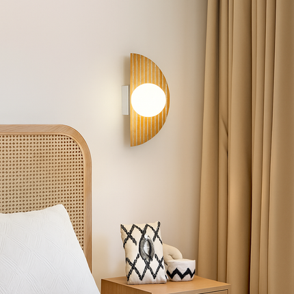Applique murale demi-cercle en pierre naturelle avec ampoule intégrée — LZ4G7XQ