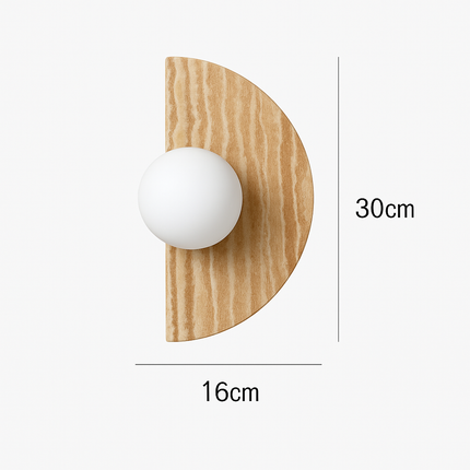 Applique murale demi-cercle en pierre naturelle avec ampoule intégrée — LZ4G7XQ