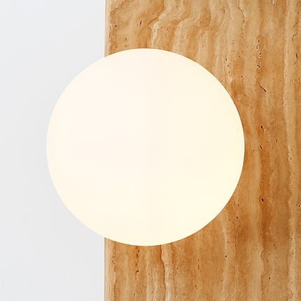 Applique murale demi-cercle en pierre naturelle avec ampoule intégrée — LZ4G7XQ