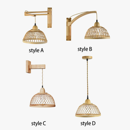 Applique murale rotin style Boho pour salon, salle de bain et porche — LZ4X9T2
