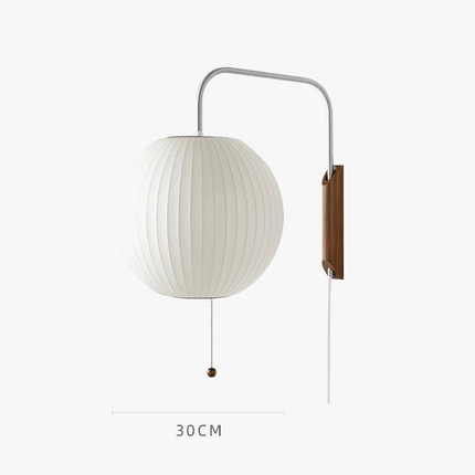 Applique murale en soie avec bras en bois et interrupteur à tirer — LZ4X9M