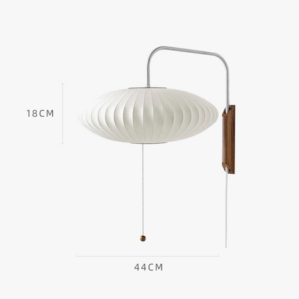 Applique murale en soie avec bras en bois et interrupteur à tirer — LZ4X9M