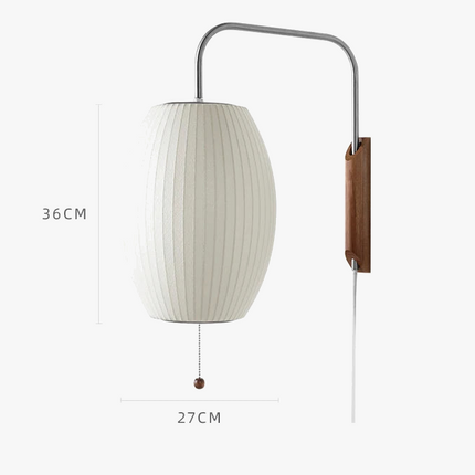 Applique murale en soie avec bras en bois et interrupteur à tirer — LZ4X9M