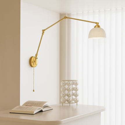 Applique murale en verre à bras rétractable et pivotant pour lecture — LZ4X9P