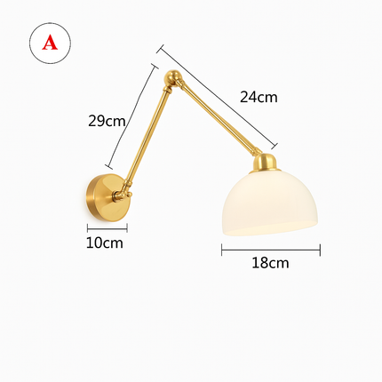 Applique murale en verre à bras rétractable et pivotant pour lecture — LZ4X9P