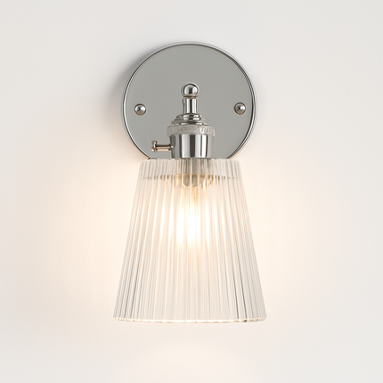 Applique murale en verre et fer chromé avec bras réglable et interrupteur — LZ4X9T2