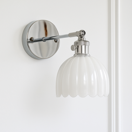 Applique murale en verre et fer chromé avec bras réglable et interrupteur — LZ4X9T2