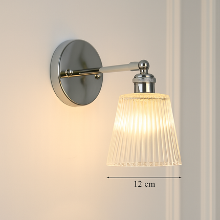 Applique murale en verre et fer chromé avec bras réglable et interrupteur — LZ4X9T2