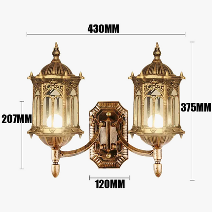 Applique murale extérieure double tête style rétro européen étanche — LZ4X9M