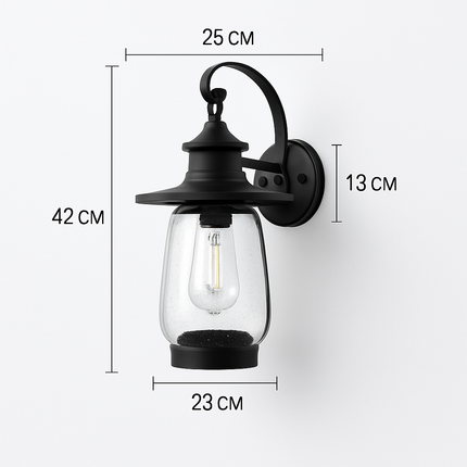 Applique murale extérieure étanche style rétro pour jardin et balcon avec verre E27 — LZ4X9P2