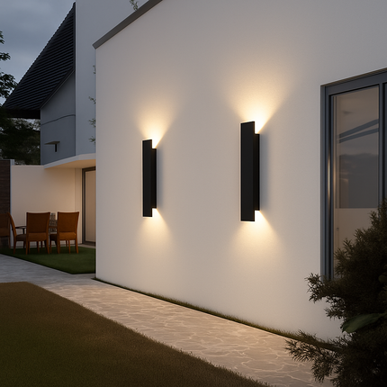 Applique murale extérieures imperméables bande aluminium appliques murales 18W LED noir applique chambre extérieur luminaires extérieurs