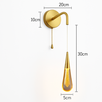 Applique murale LED forme goutte d'eau avec interrupteur marche/arrêt — LZ4X9P2