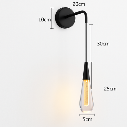 Applique murale LED forme goutte d'eau avec interrupteur marche/arrêt — LZ4X9P2