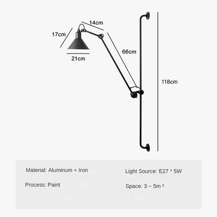 Applique murale industrielle à bras ajustable pour intérieur moderne — LZ4X9P2
