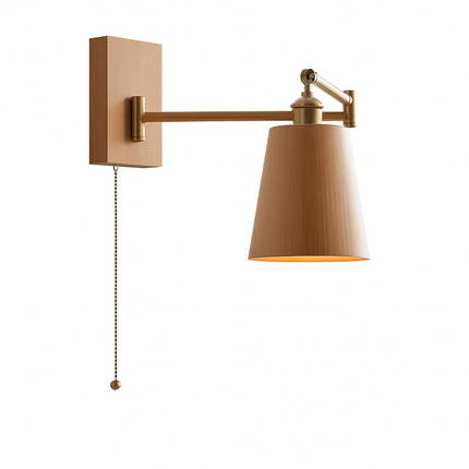 Applique murale en bois de frêne et noyer avec interrupteur à chaîne — LZ4X9P