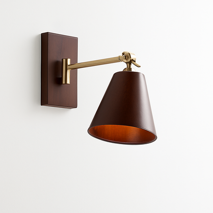 Applique murale en bois de frêne et noyer avec interrupteur à chaîne — LZ4X9P