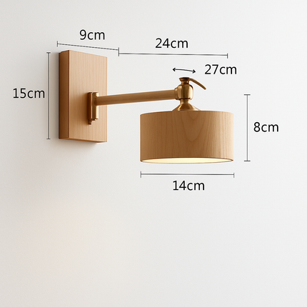 Applique murale en bois de frêne et noyer avec interrupteur à chaîne — LZ4X9P