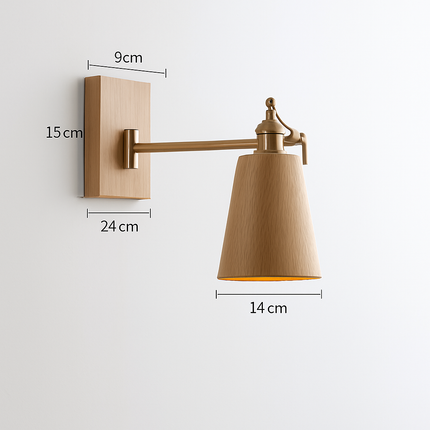 Applique murale en bois de frêne et noyer avec interrupteur à chaîne — LZ4X9P