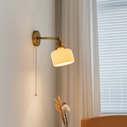Applique murale japonaise en céramique avec luminaire en laiton nordique — LZ4X9P2