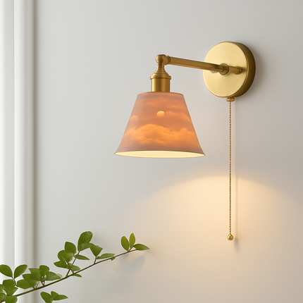 Applique murale japonaise en céramique avec luminaire en laiton nordique — LZ4X9P2