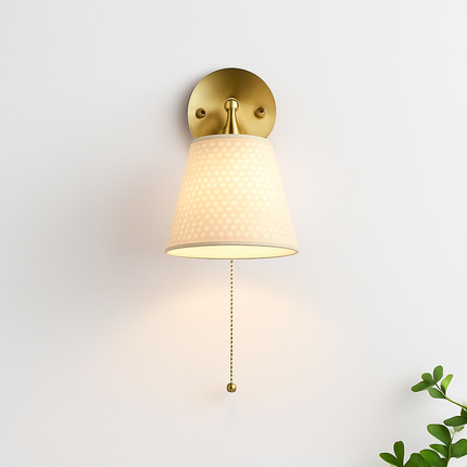 Applique murale japonaise en céramique avec luminaire en laiton nordique — LZ4X9P2