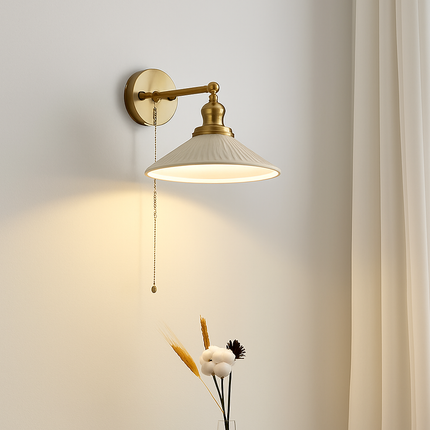 Applique murale japonaise en céramique avec luminaire en laiton nordique — LZ4X9P2