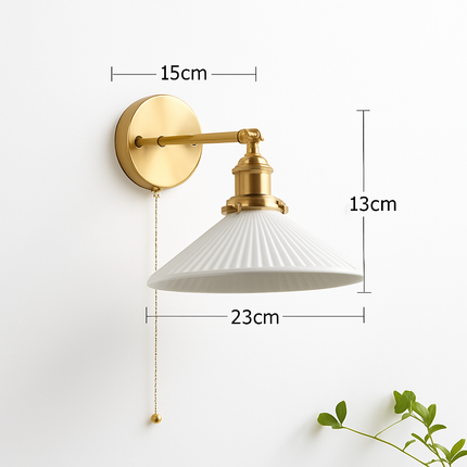Applique murale japonaise en céramique avec luminaire en laiton nordique — LZ4X9P2