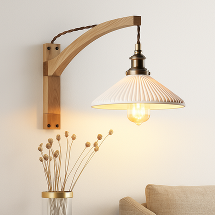 Applique murale japonaise réglable en bois massif — LZ4X9Q2