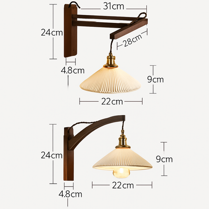 Applique murale japonaise réglable en bois massif — LZ4X9Q2