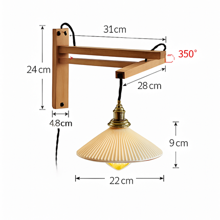 Applique murale japonaise réglable en bois massif — LZ4X9Q2
