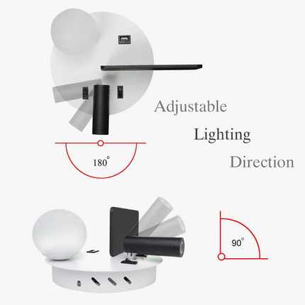 Applique murale LED avec chargeur USB pour téléphone portable — LZ4G7M9