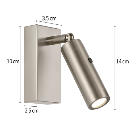 Applique murale LED rotative 350° avec interrupteur et port USB — LZ4X9P2