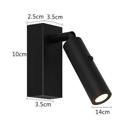 Applique murale LED rotative 350° avec interrupteur et port USB — LZ4X9P2